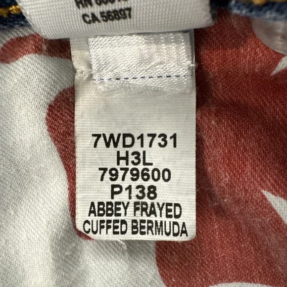 Lucky Brand Abbey Bermuda Shorts Women 6 28 Blue Denim Embroidered Frayed Hem - Picture 16 of 16